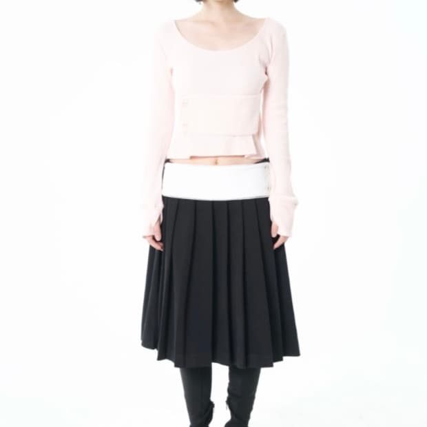 구해요) 오스하이 oshigh 밴드 플리츠 스커트 블랙