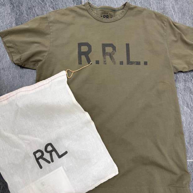 Rrl 가먼트 다이로고 저지 티셔츠 m
