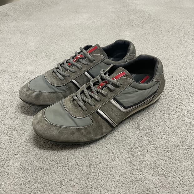 275) 프라다 스포츠 스웨이드 나일론 매치레이스 스니커즈 그레이