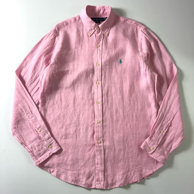 Polo  폴로 랄프로렌 자수 라이트핑크 린넨 셔츠 