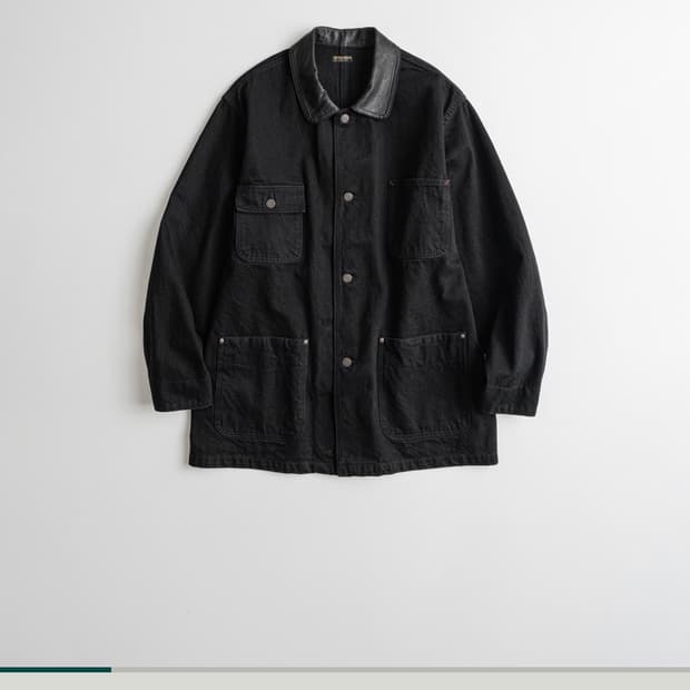 26ss 비헤비어 워시드 레더카라 커버올 자켓 washed black 2