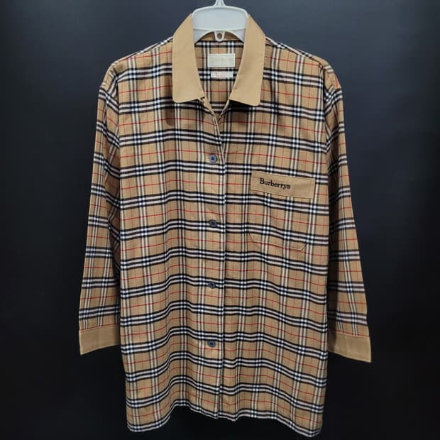 Burberry 버버리 노바체크 포켓 자수로고 빈티지 오버핏 셔츠