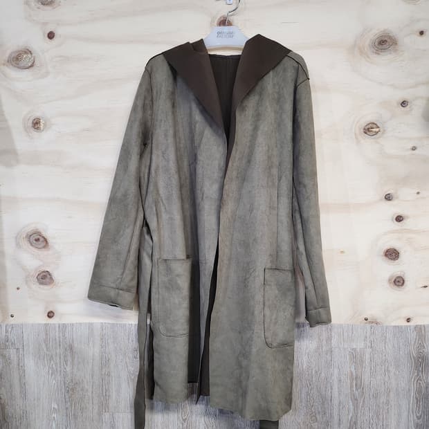 1096) 자라 ZARA 스웨이드 후드 롱 코트