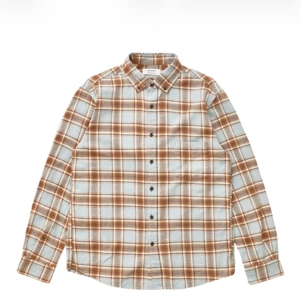 카키스 x 논네이티브 드웰러 B.D. 셔츠 코튼 플란넬 타탄 체크 블루