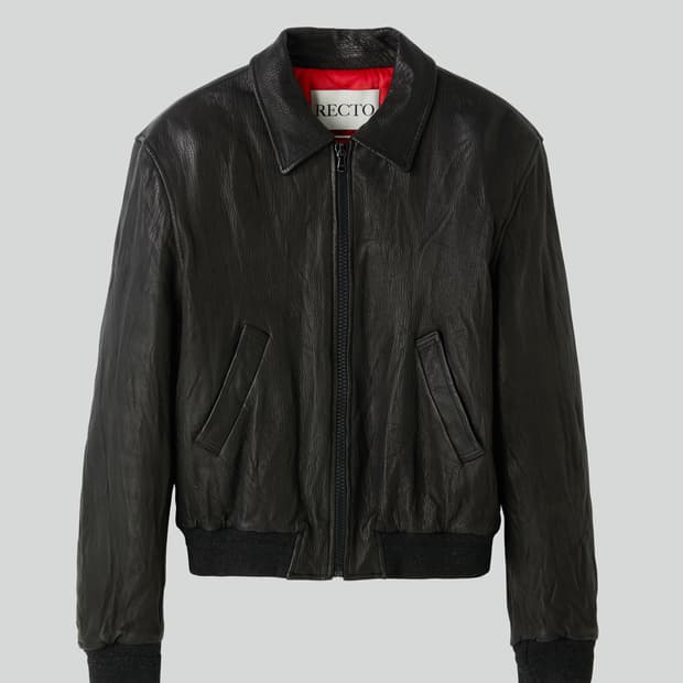 RECTO BEN CRINKLE LEATHER JUMPER BLACK M