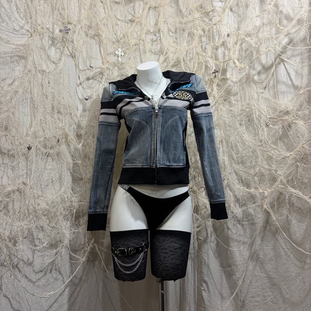 EXR 00‘s washing patch track hoodie zip 