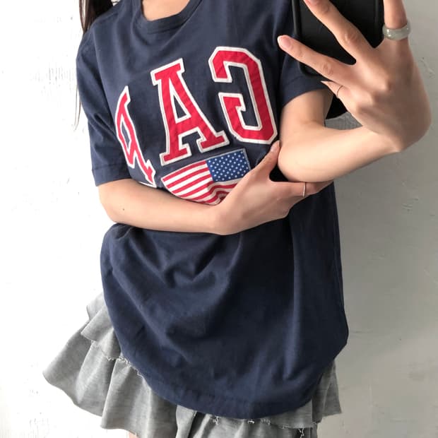Gap 갭 네이비컬러 성조기로고 티셔츠