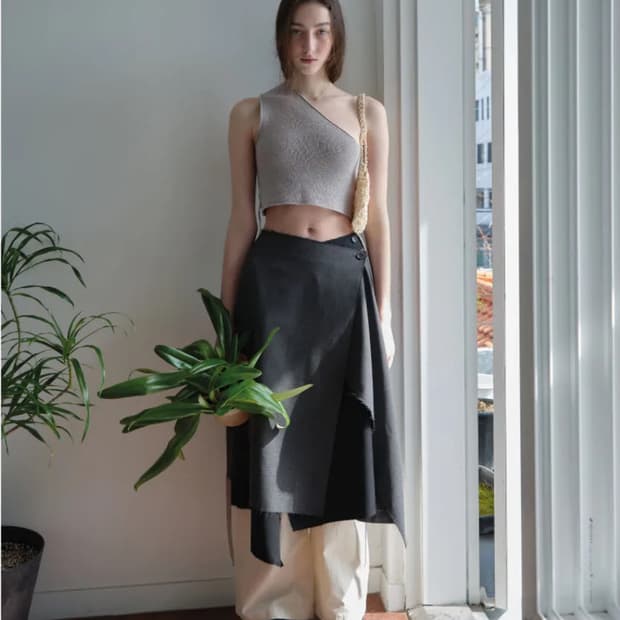 낫띵에브리띵 WOOL WRAP SKIRT IN GREY