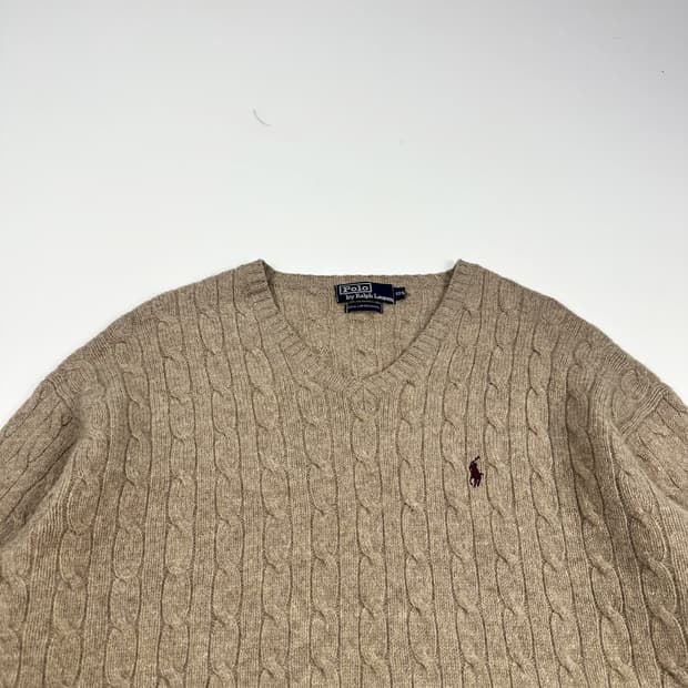 폴로 랄프로렌 포니 브이넥 케이블 니트 (실측 L)