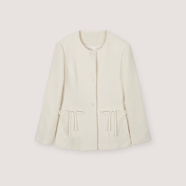 택O) [s] 더티스 포켓 리본 디테일 트위드 자켓 아이보리