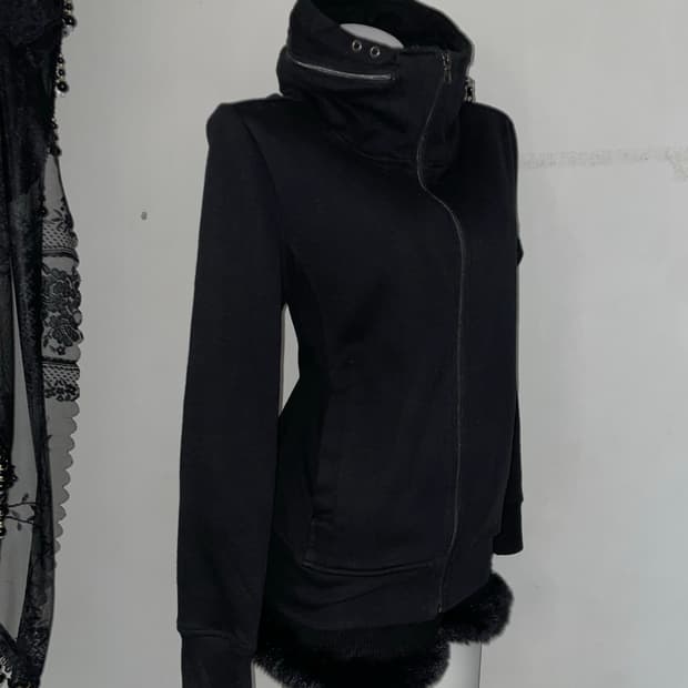 오피움 락시크 00s 하이넥 자켓 vkei y2k 블랙 아우터