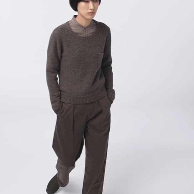Uniqlo 유니클로 U라인 데님 턱 팬츠 24 브라운