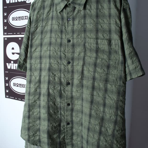 (L-XL) 에잇세컨즈 반팔 카라 티셔츠 셔츠 남방 그린-H3H33814