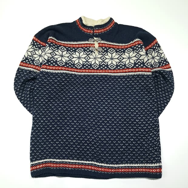 CL041 노스필드 셰틀랜드울 메탈클립 네이비 노르딕 니트 스웨터