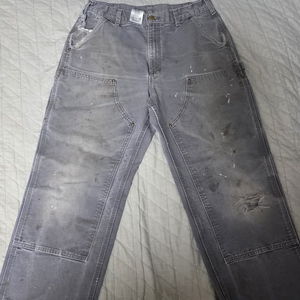 [34X32] 빈티지 칼하트 더블니 B136 GVL 트래쉬드 팬츠 G-2