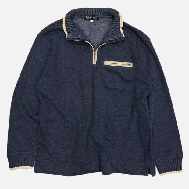 navy half zip-up t-shirt