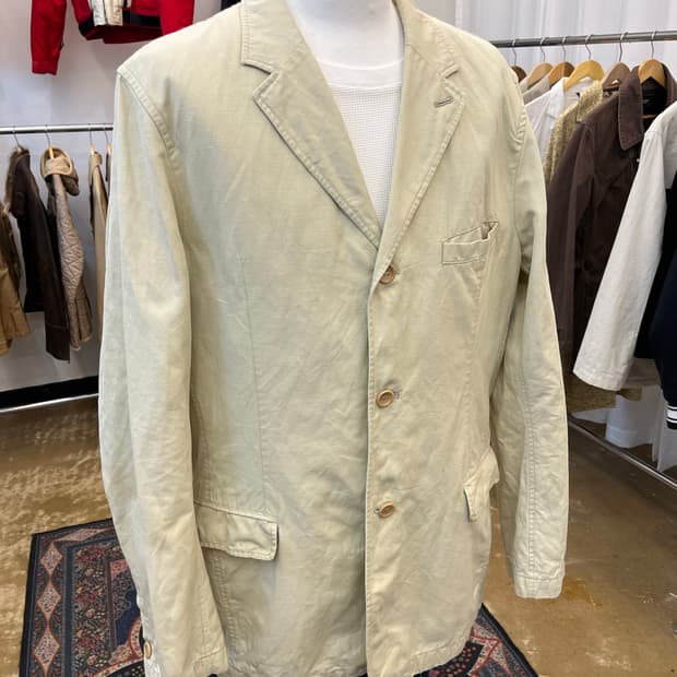 뉴 맨 린넨 블렌드 롱 블레이저 자켓