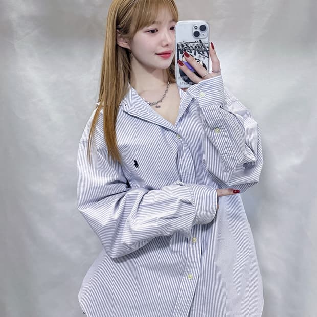 폴로 랄프로렌 오버핏 포니 스트라이프 셔츠 