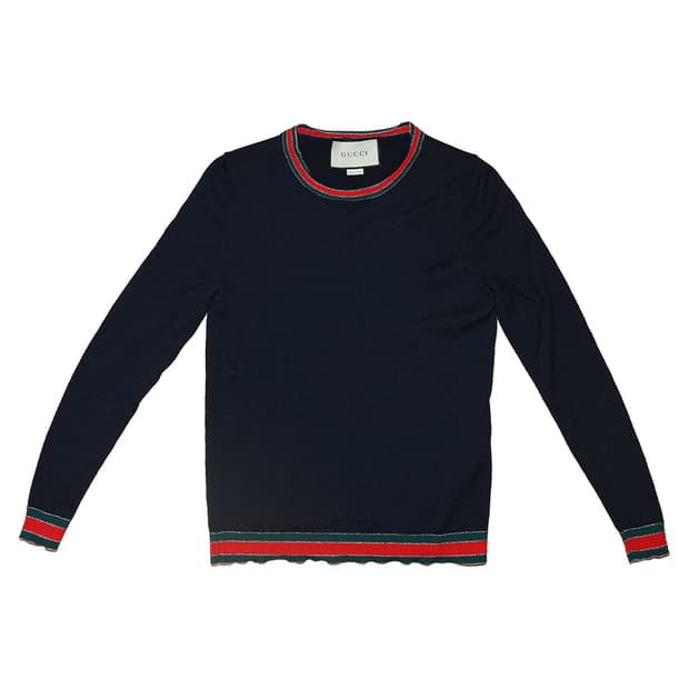 [정품]구찌 삼선 네이비 니트