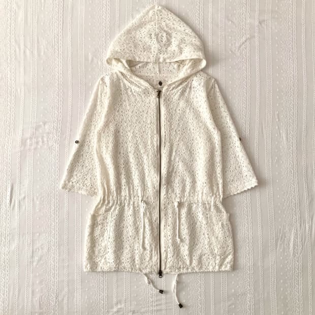 모리 플라워 레이스 후드집업