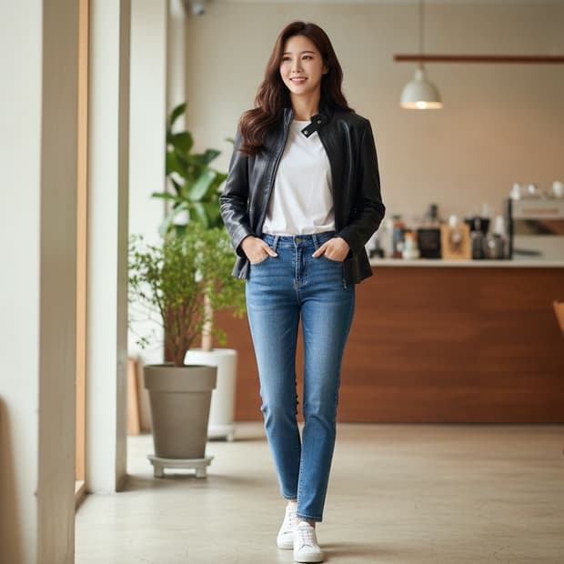 빈티지 스탠드 카라 양가죽 라이더 자켓 L