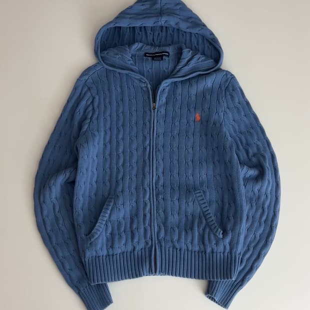 폴로 랄프로렌 여성 케이블 후드 니트 집업
