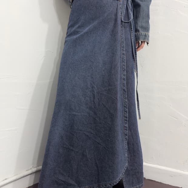 sisley denim wrap skirt