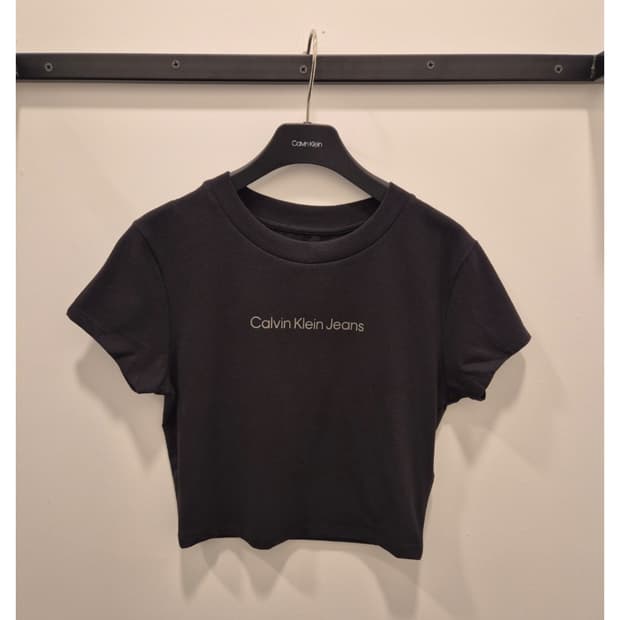캘빈클라인 진스 반팔 크롭 티셔츠