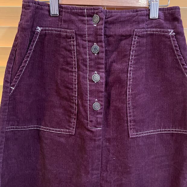 올리브데올리브 여성 버건디와인 코듀로이치마 코튼스커트 