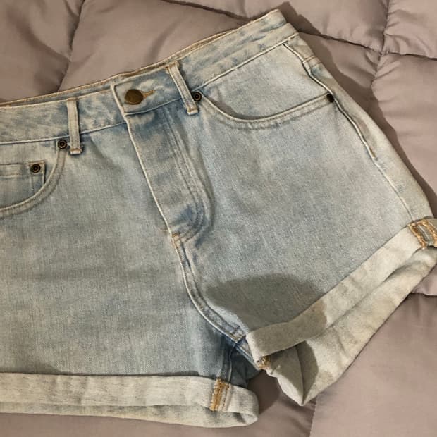 Forever21 데님 롤업 숏팬츠 연청