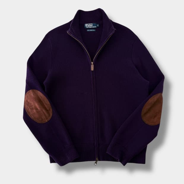 폴로 랄프로렌 루즈핏 00‘s 엘보우 패치 울 니트집업