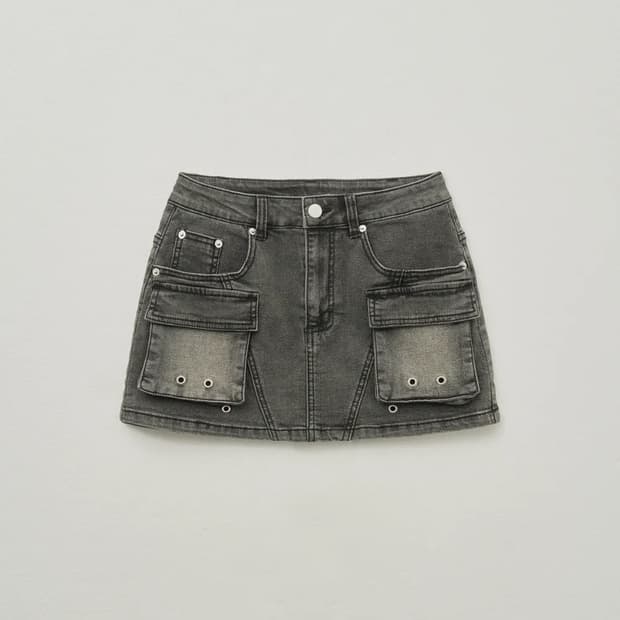 헬레네파리스 보헤미안 워시드 데님 스커트 [틴 그레이] s