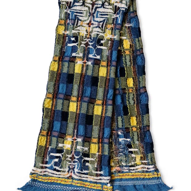 KAPITAL 울 타탄 아이누 HAPPY 머플러 블루