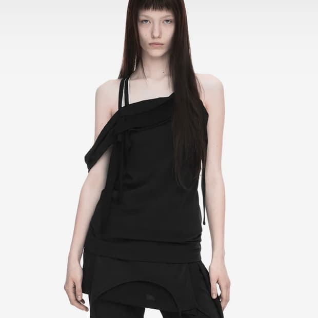 나체 NACHE RAWCUT HALTER SLEEVELESS BLACK
