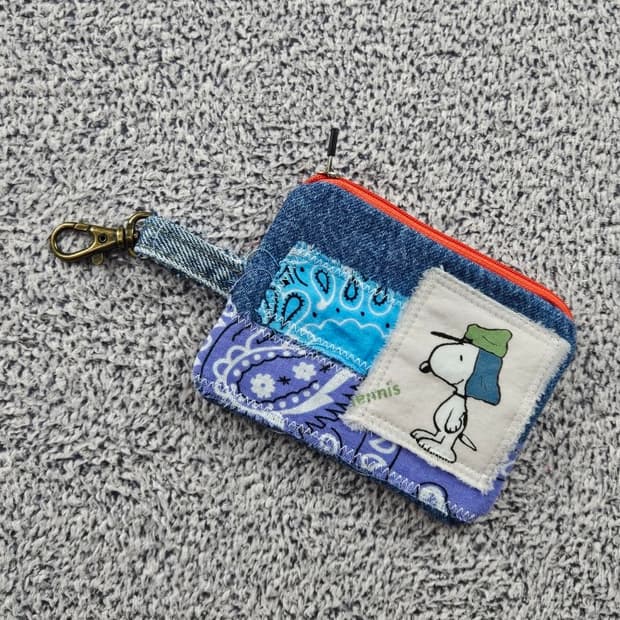 핸드메이드 리워크 커스텀 패치드 키링 월렛 ( 13X10 )/ 10728