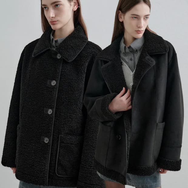 몽돌 리버시블 스웨이드 무스탕 블랙