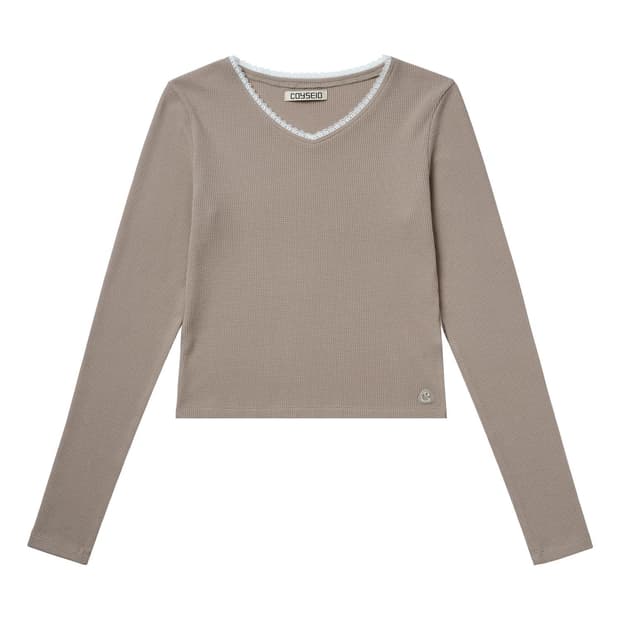 코이세이오 레이스 와플 롱슬리브 베이지