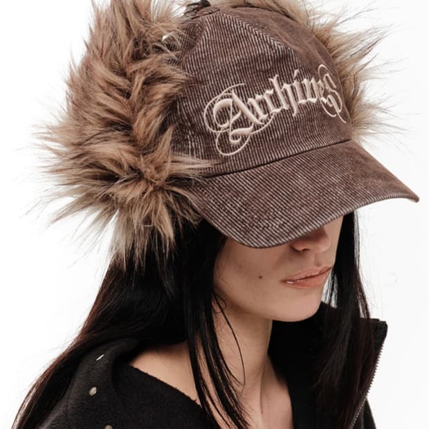 2000아카이브 코듀로이 퍼 이어플랩 캡 브라운