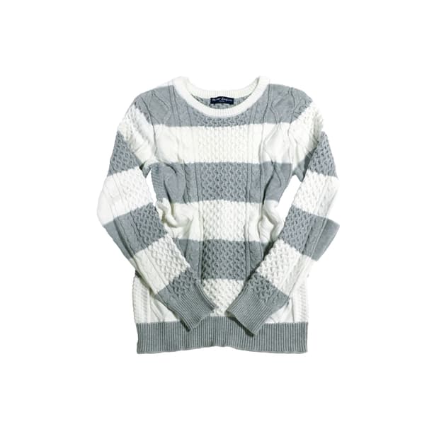 그레이 스트라이프 니트 너드캐주얼 무채색