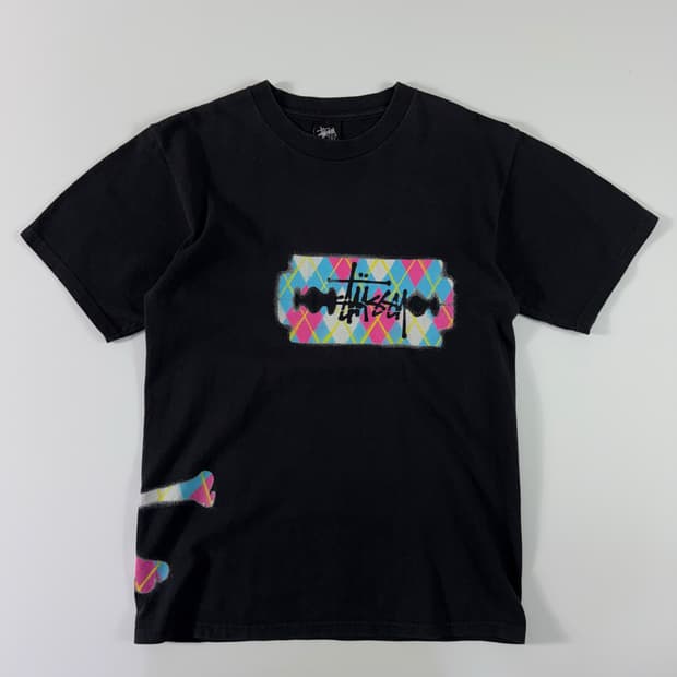 Stussy  스투시 00,s 아가일 체크 블랙 반팔티셔츠 