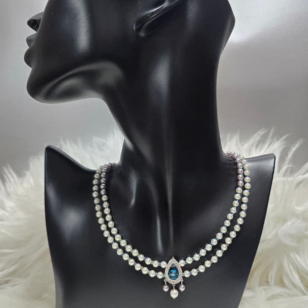 규빅 물방울팬던트 진주목걸이