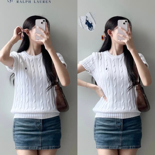 폴로 반팔 니트