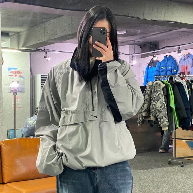 나이키 올드스쿨 실버그레이 반집업  아노락 맨투맨 B3531 