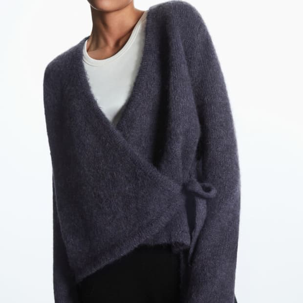 코스 울 랩 가디건 네이비