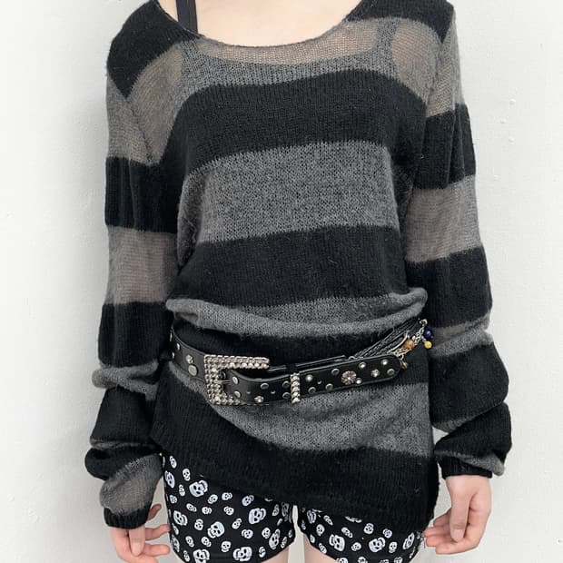 펑크 스트라이프 루즈 니트
