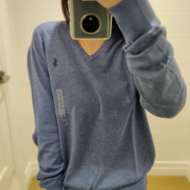 폴로 랄프로렌 피마코튼 브이넥 니트 M