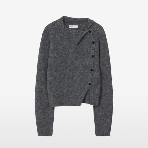 미세키서울 사이드 버튼 니트 그레이