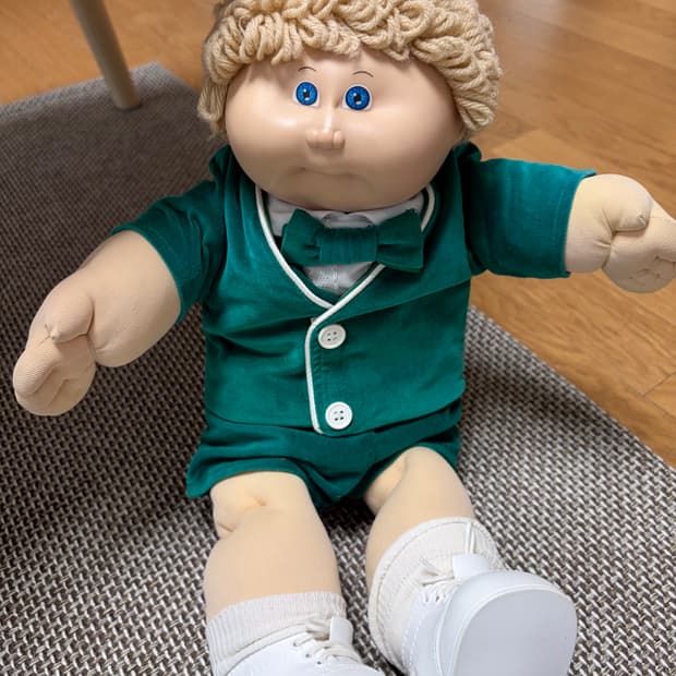 빈티지 양배추인형 남아 그린벨벳슈트