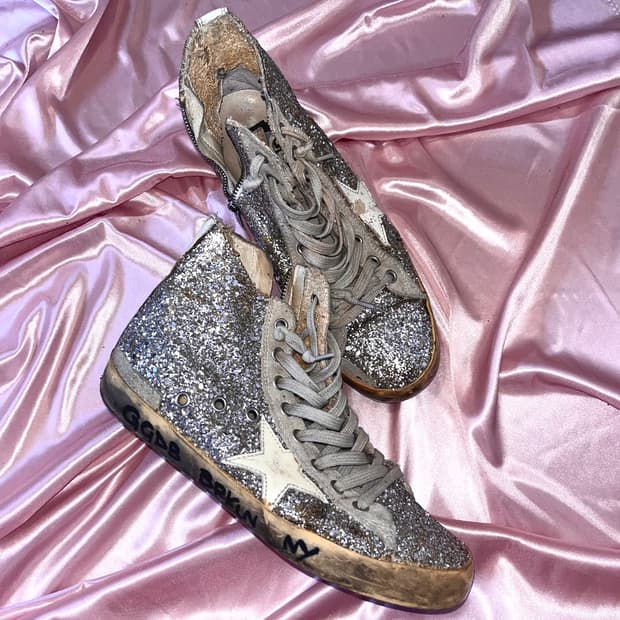 Golden goose hightop 하이탑 스니커즈 실버 글리터 245