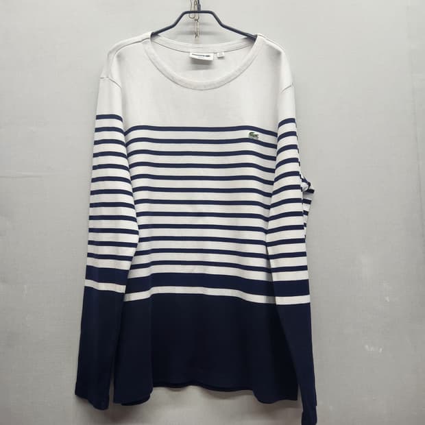 라코스테 스트라이프 로고 긴팔티 XL(XL)